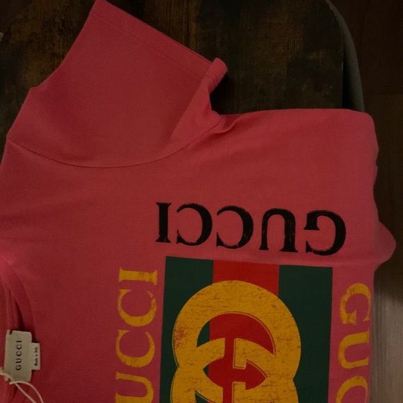 🆕GUCCI XL KIDS SIZE:10 SHORT-SLEEVE GREEN PINK 100% COTTON VINTAGE LOGO T-SHIRT - Picture 14 of 16